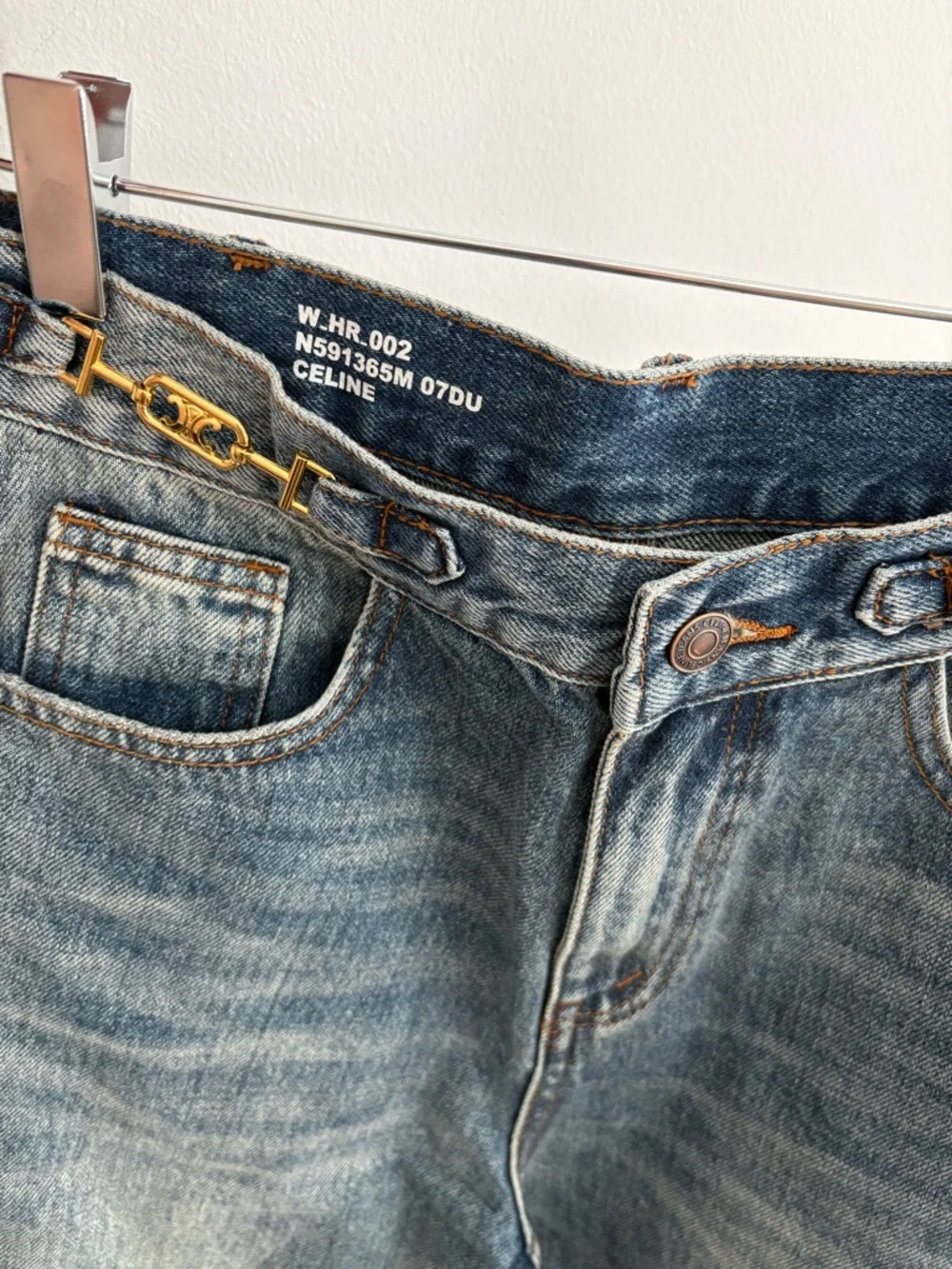 Celine High Rise Wide Leg Jeans Size M Blue Medium Wash by Hedi Slimane Waist 27 - Picture 7 of 14